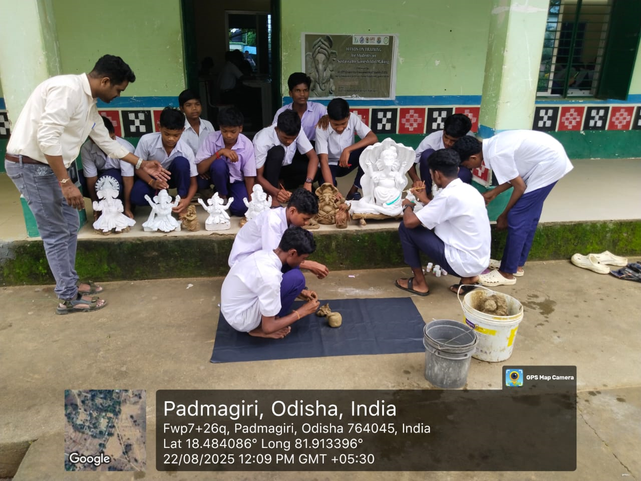 Students making Ganesha Idol